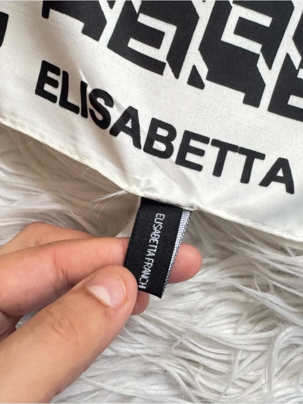 Elisabetta Franchi square print black white scarf 35x35 in ‼️LAST ONE LEFT